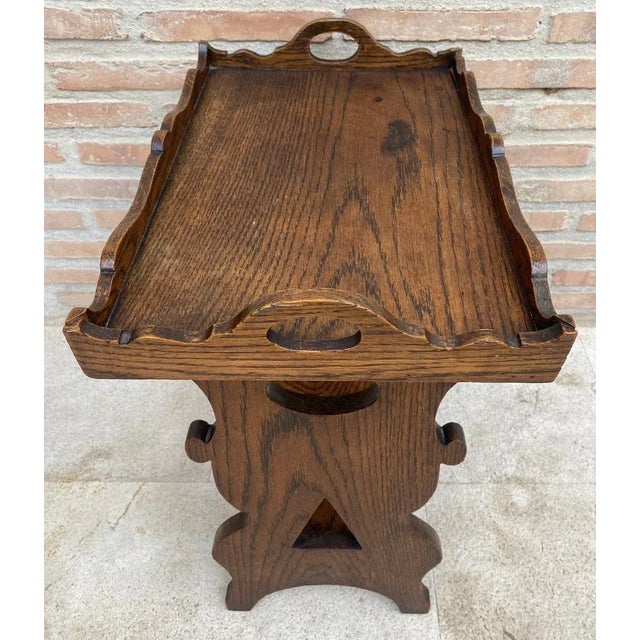 Early 20th Century French Hand-Carved Oak Trolley Bar, 1920s For Sale - Image 4 of 8