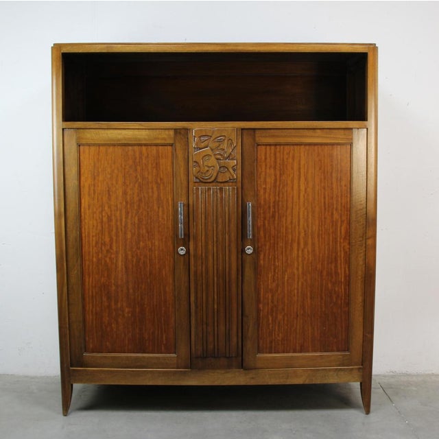 Brown Art Deco French Cabinet, 1920s For Sale - Image 8 of 9