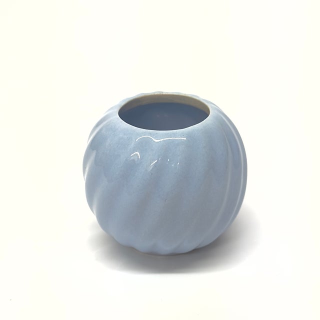 1980s Baby Blue Small Ceramic Vase Curation - Group of 3 For Sale In Miami - Image 6 of 7