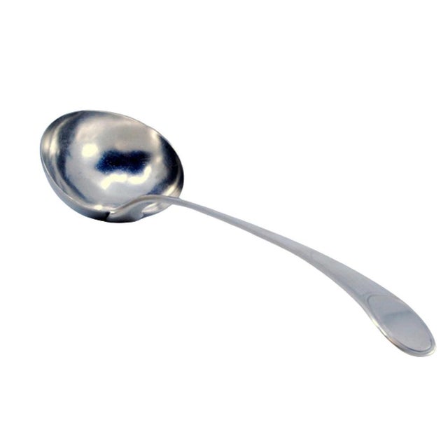 Metal Silver Soup Ladle with Grooves For Sale - Image 7 of 7