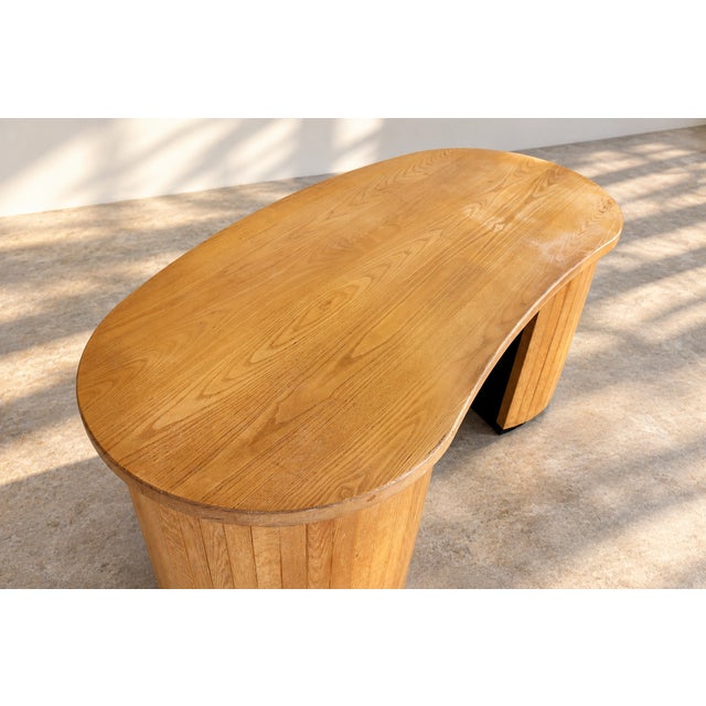 Mid-Century Modern Art Deco Oak Desk, 1950s For Sale - Image 3 of 13