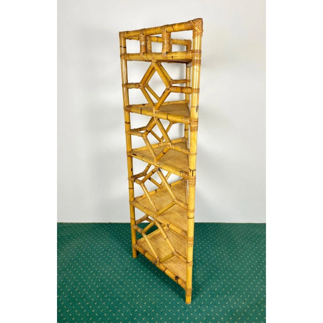 Bamboo & Rattan Corner Cupboard Bookcase from Vivai Del Sud, Italy, 1970s For Sale - Image 6 of 13