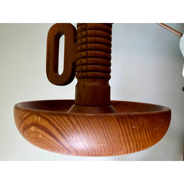 Wood Large Pinewood Mid-Century Swedish Candle Holder For Sale - Image 7 of 12