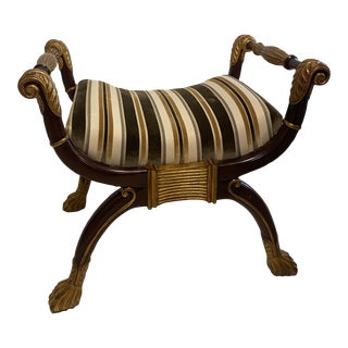 Maitland Smith X Frame French Neoclassical Regency Style Curule Bench For Sale