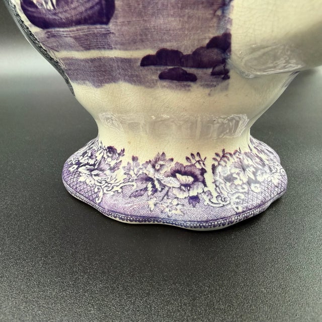 Purple A Very Rare and Unusual Purple and Gray Transferware Decorated Coffeepot, Circa 1830's For Sale - Image 8 of 18