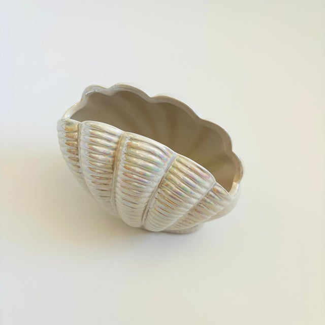 Vintage Iridescent Ceramic Shell Vase For Sale - Image 4 of 8