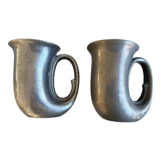 Mid 20th Century RWP Wilton Trumpet Pewter Beer Mug Pair -2 For Sale