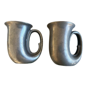 Mid 20th Century RWP Wilton Trumpet Pewter Beer Mug Pair -2