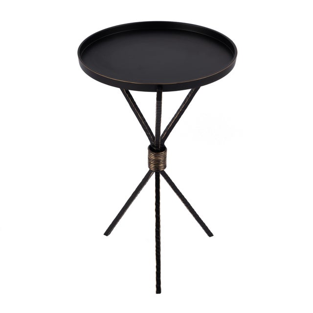Spritely Home Accent Furniture Lucca 14 in. W Round Aluminum and Iron Side Table with Tripod Shaped Base, Metalworks For Sale - Image 4 of 8