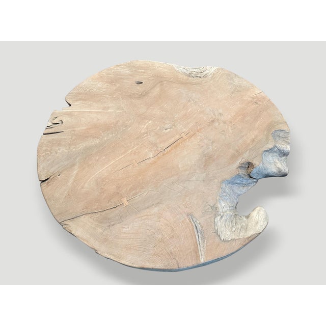 Contemporary Andrianna Shamaris Impressive Organic Round Teak Wood Coffee Table For Sale - Image 3 of 18