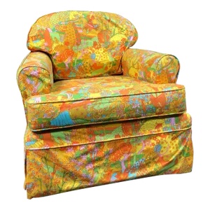 Glider Chair Upholstered in Vintage Fabric
