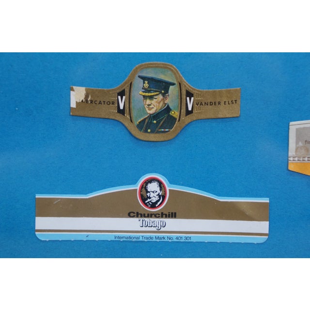 Mid 20th Century Winston Churchill Framed Tobacco Advertising Cigar Band Smoking Ephemera 13" For Sale - Image 12 of 12