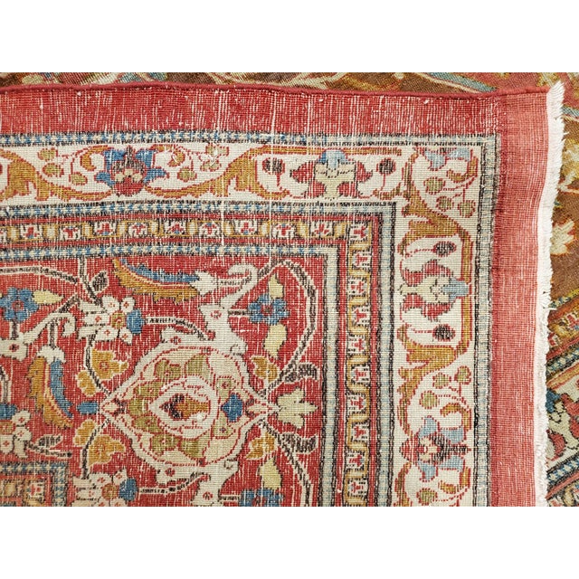 Antique Tabriz Carpet, Handmade Persian Rug in Floral Gold, Red and Beige For Sale - Image 11 of 18