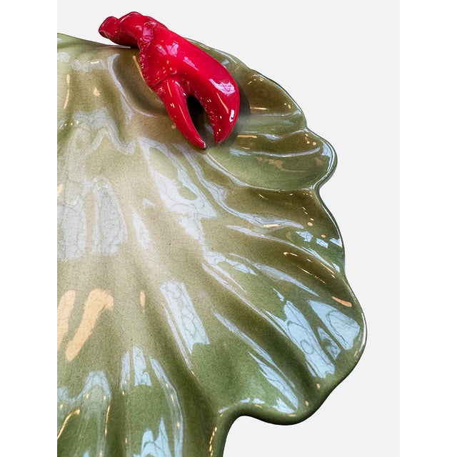 Ceramic Circa 1950 Brad Keeler California Pottery Lobsterware Lettuce Leaf Dish For Sale - Image 7 of 11