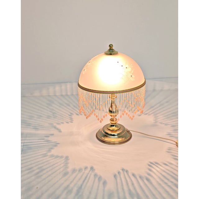Vintage Table Lamp in Glass with Aluminum Beads, 1970s For Sale - Image 4 of 10