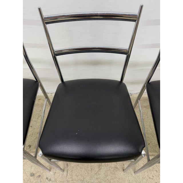 Otto Gerdau Chrome and Black Naugahyde Dining Chairs Circa 1960s - Set of Four For Sale - Image 15 of 18