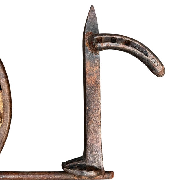 "Bar" Sign Made From Horseshoes and Railroad Spikes For Sale - Image 10 of 11