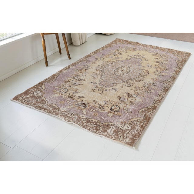 Beige 1960s Authentic Hand-Woven Turkish Rug For Sale - Image 8 of 10