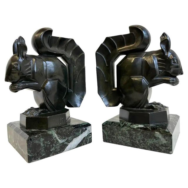 Vintage French Art Deco Squirrel Bookends by Max Le Verrier, 1930, Set of 2 For Sale - Image 4 of 13