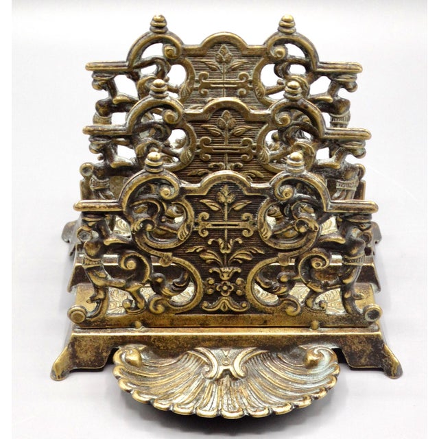 Early 20th Century Art Nouveau Brass Letter Rack For Sale - Image 5 of 9
