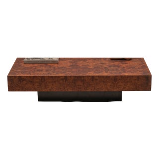 Vintage Burl Walnut Coffee Table by Jean-Claude Mahey, 1970s For Sale