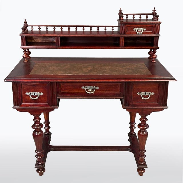 This writing table is renovated - new polish. Very nice condition.
