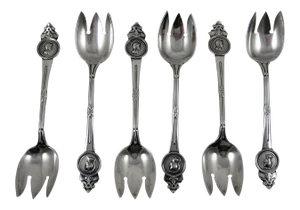 Gorham Medallion Estate Sterling Silver Ice Cream & Cake Armorial Dessert Forks - S/6