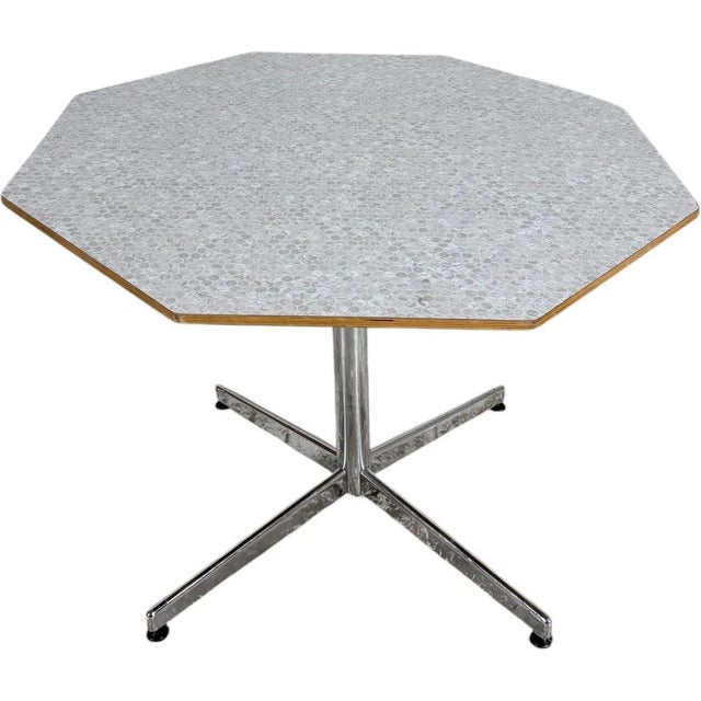 Mid-Century Octagonal Formica Dining Table with Chrome Base, 1960s For Sale - Image 3 of 9