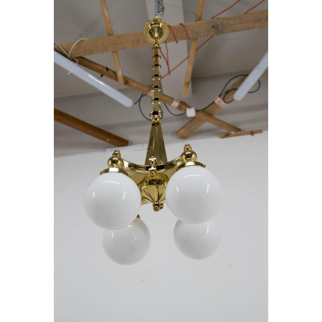 1920s Art Deco Brass Chandelier, 1920s For Sale - Image 5 of 15