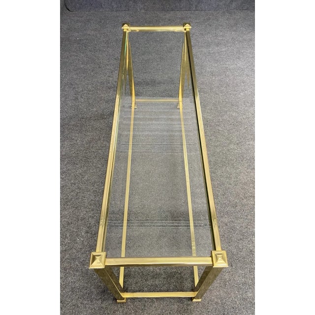 Late 20th Century Brass & Glass Sofa Table For Sale - Image 5 of 9