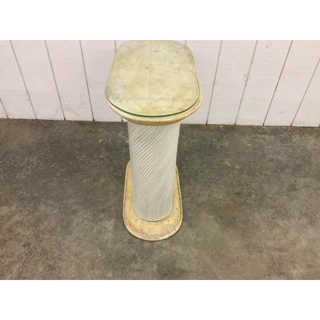 1990s Tessellated Fossil Stone, Split Pencil Reed Side Table Maitland Smith Style For Sale - Image 9 of 11