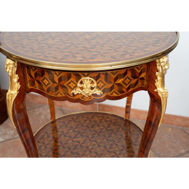 Antique Napoleon III Coffee Table with Gilded Bronze Inserts, France, 1800s For Sale - Image 6 of 8
