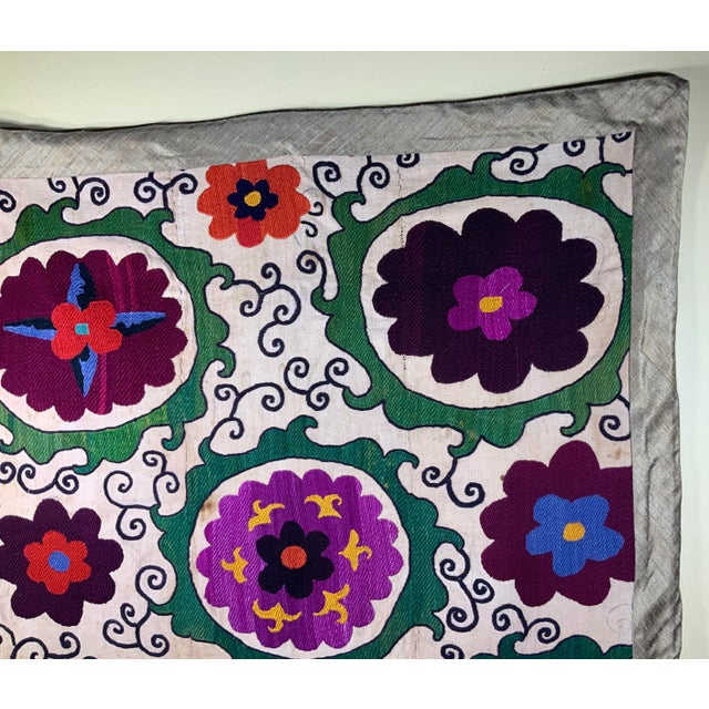 1910s Antique Suzani Panel Wall Hanging For Sale - Image 5 of 12