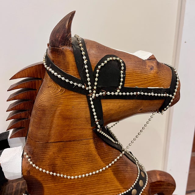 Wood 1980s 3 Foot Tall Wood Equestrian Folk Art Sculpture For Sale - Image 7 of 12