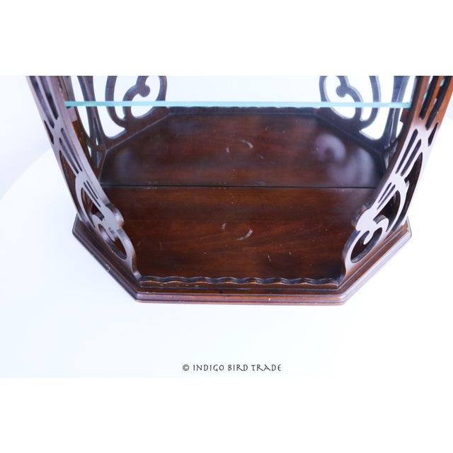 Vintage Art Nouveau Wall Display Cabinet With Mirrored Back and Glass Shelf For Sale In Greenville, SC - Image 6 of 9