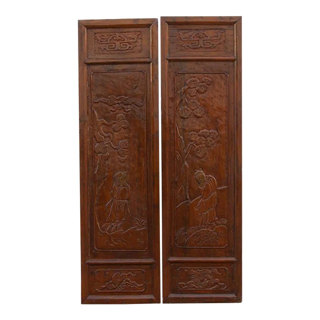 Set of 2, Carved Tang Dynasty Style Panels For Sale