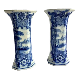 Pair of Antique Delft Vases