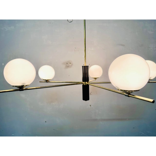Chandelier with White Opal Spheres, 1960s For Sale - Image 6 of 12