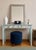 1990s One-of-a-Kind Hand Painted Console Table | Entryway Table | Blue Console | Fabric Drawer Fronts | Cottage Luxe | French Country For Sale - Image 5 of 9