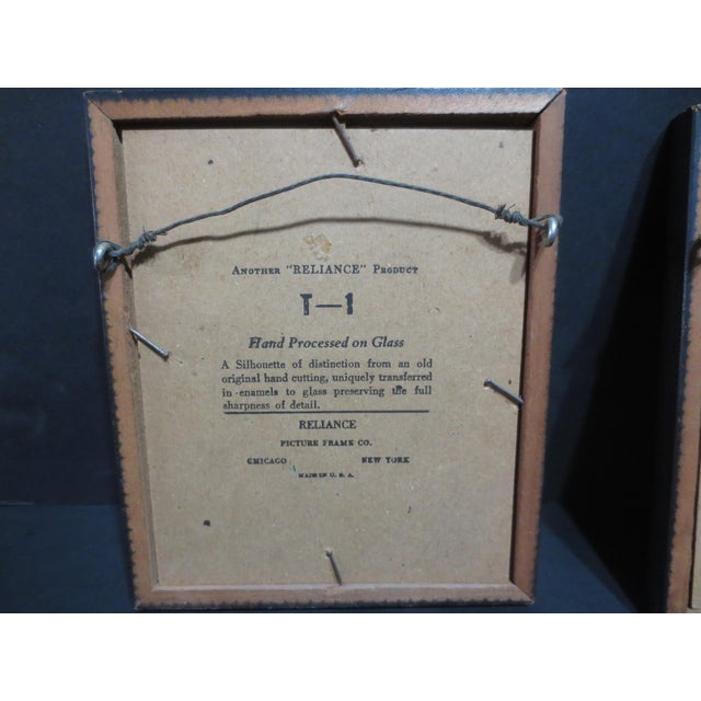 1920s Pair of 2 Antique Reverse Glass Enamel and Gold Silhouette- Pair of 2 For Sale - Image 5 of 7