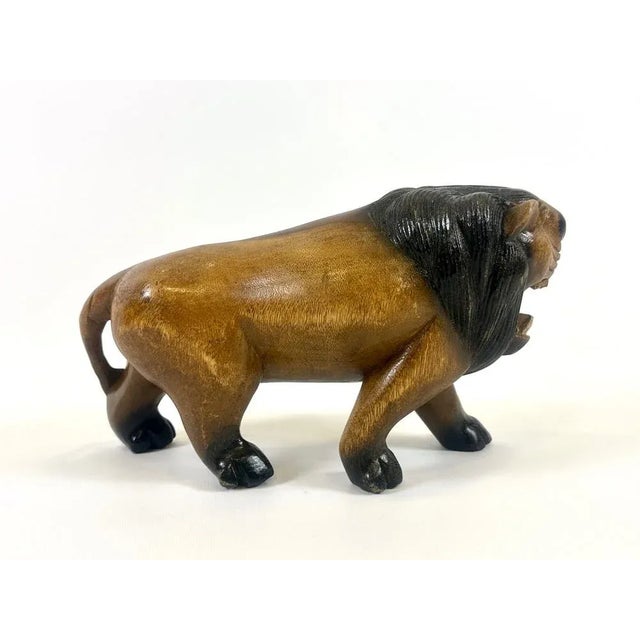 Vintage Wooden Carved Lion Figure, 1930s For Sale - Image 9 of 12