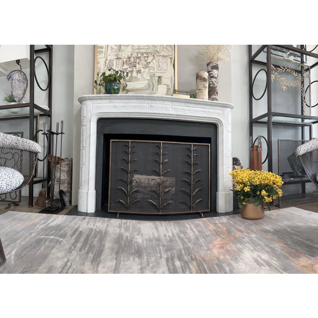 Gold Rubbed Black Lily Stems Fireplace Screen For Sale - Image 4 of 12