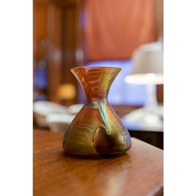 Blue Art Nouveau PG 3/492 Vase in Pink, Green and Blue Glass from Johann Loetz Witwe, 1903 For Sale - Image 8 of 9