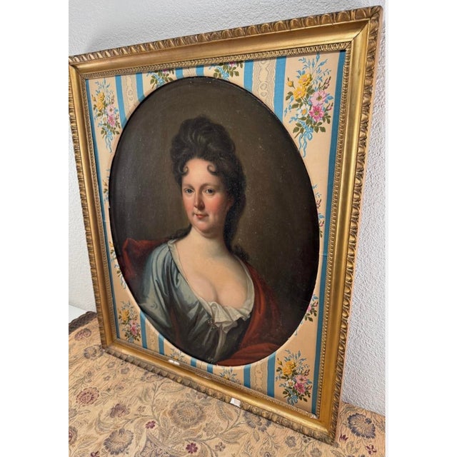 Portrait of a Baroque Lady Early 18th Century English School Oil on Canvas For Sale - Image 17 of 18