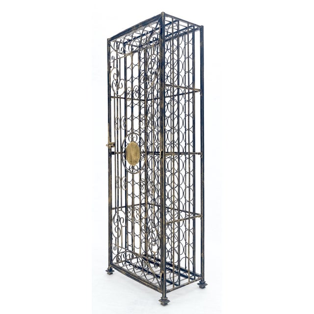 Mid-Century Modern Very Large 96 Bottles Cage Shape Wine Rack Locker Wrought Iron For Sale - Image 3 of 15