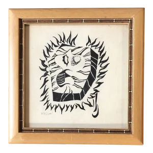 1940’s Vintage Original Ralph Nelson Small Abstract Painting Vintage Frame