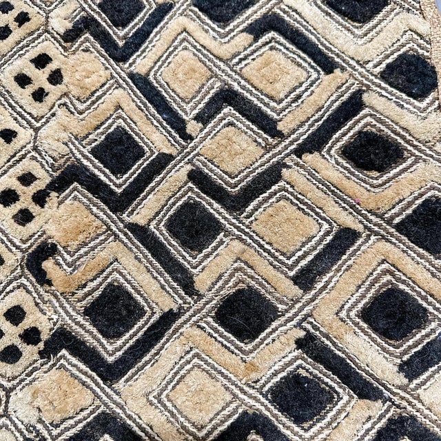 1960s Authentic Shoowa Kuba Cloth | Vintage African Raffia Textile | Handwoven Tribal Wall Art | 22 X 24 Inches | Natural Geometric Décor For Sale - Image 5 of 5