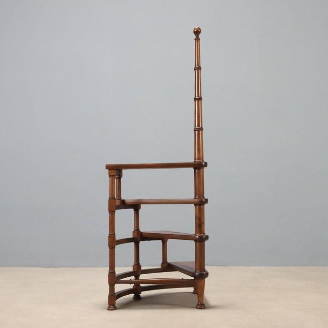 Wood Library Ladder in Walnut-Stained Beech For Sale - Image 7 of 8
