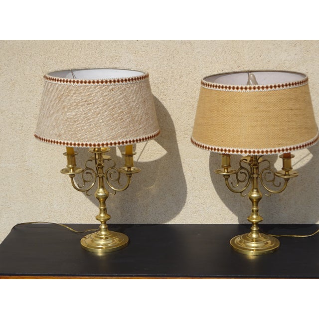 Copper Candlestick Bedside Lamps, 1890s, Set of 2 For Sale - Image 3 of 18