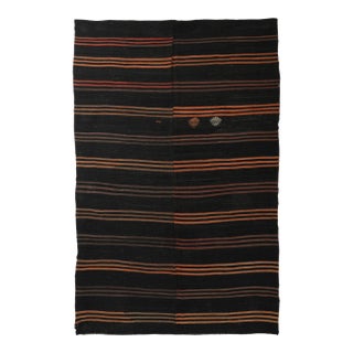 Large Vintage Brown & Orange Kilim Rug - 8`4″ X 12`10″ For Sale